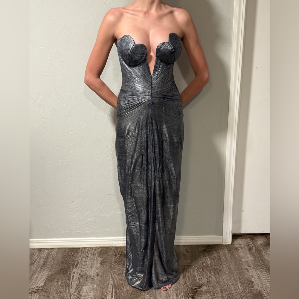 Maria Lucia Hohan x REVOLVE Reina Maxi Dress in Nightfall Silver Strapless Gown - Picture 5 of 16